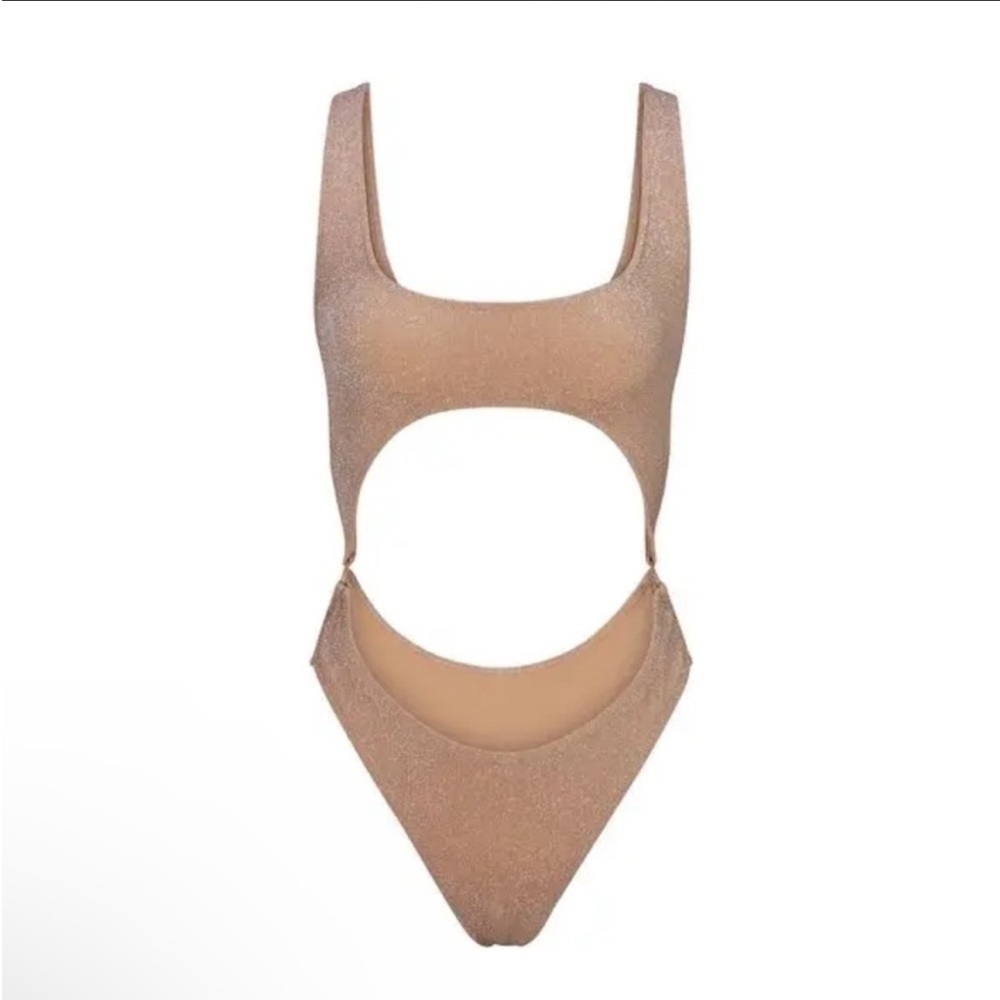 NWT SKIMS Glitter Swim Cutout Monokini Size 2X in Sienna 36B